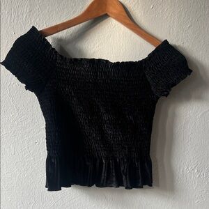 River Island Black Smocked Crop Top